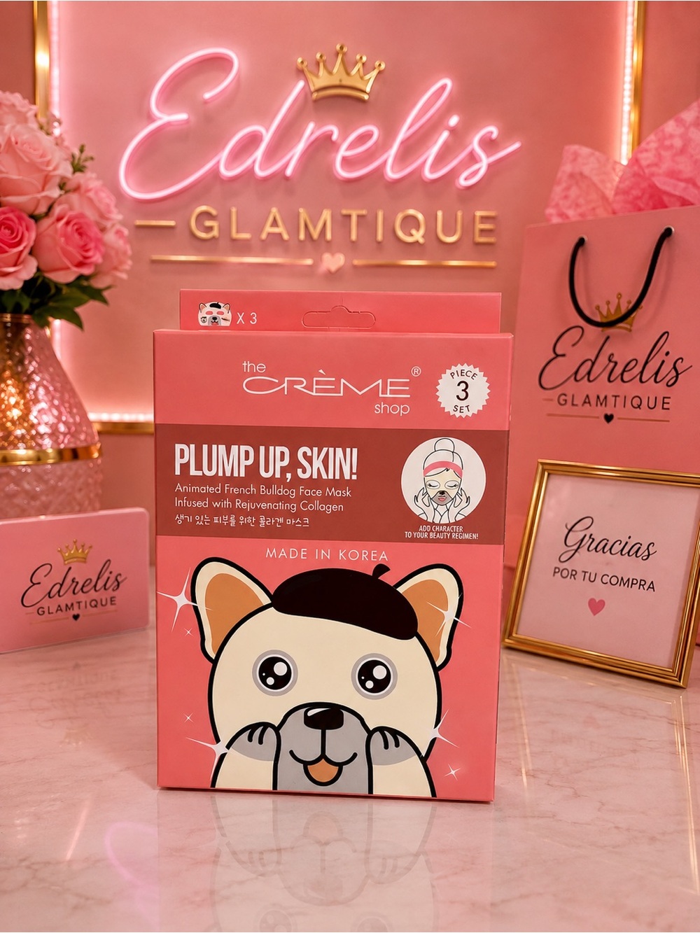 The CrΓ¨me Shop Plump Up, Skin! French Bulldog Face Mask β Pink